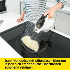 Aparat de curatat cu abur Karcher SC 1, presiune abur: 3 bari, timp de incalzire: 3 min., putere: 1.200 W, suprafata: 20 m2, rezervor: 200 ml, cu mana, jet spot si duza de putere, capac din microfibra si perie rotunda - Img 5