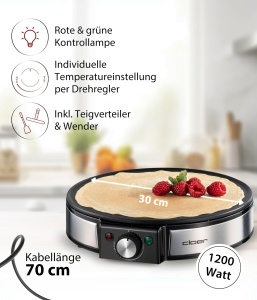 Aparat de facut crepes Cloer 6630, 30 cm, 1200 W, antiaderent - Img 2