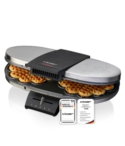 Aparat de facut vafe Cloer 1329, 1700 W, 2 vafe in forma de inima, inox