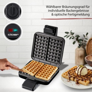 Aparat de facut vafe Cloer 1420, 1000 W, 2 Wafe, Antiaderent, Negru - Img 3