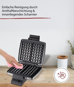 Aparat de facut waffles Cloer 1445, 930 W, 2 Waffeln, inox - Img 4