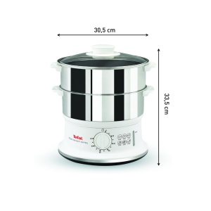 Aparat de gatit cu aburi Tefal VC1451 2 recipiente inox 6L Timer 900W Alb - Img 7