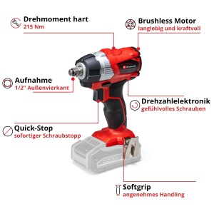 Aparat de gaurit cu acumulator Einhell TP-CW 18 Li BL, 18V, cu LED si Bit-Adapter - Img 3