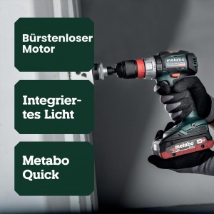 Aparat de gaurit cu acumulator Metabo BS 18 LT BL Q, 18 V, motor fara perii, cu sistem rapid de schimbare - Img 3