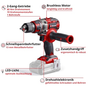 Aparat de gaurit si insurubat Einhell TP-CD 1880 Li, 80 Nm, motor burstenless - Img 3