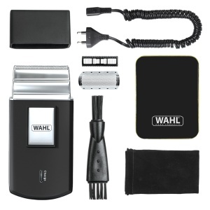 Aparat de ras electric portabil Wahl Travel Shaver, reincarcabil, autonomie 45 minute, set complet pentru calatorii