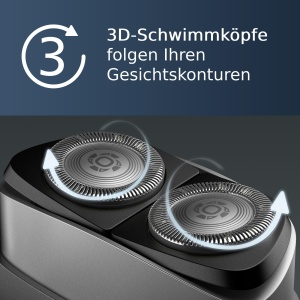 Aparat de ras portabil Philips, aparat de ras electric umed si uscat pentru calatorii, sistem de lame ComfortCut, capete plutitoare 3D, design compact, baterie puternica, model PQ888/06 - Img 4