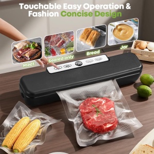 Aparat de sigilare in vid si sigilator in vid, alimentele raman proaspete ambalate in vid de pana la 8 ori mai mult, cusatura de sudura stabila, inclusiv 10 pungi profesionale de folie - Img 2