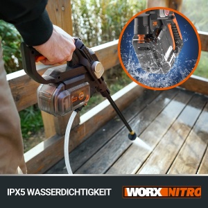 Aparat de spalat cu presiune fara fir WORX WG633E Hydroshot 20V - presiune maxima de 56 bar - multifunctional pentru curatare si udare - motor puterni - Img 6