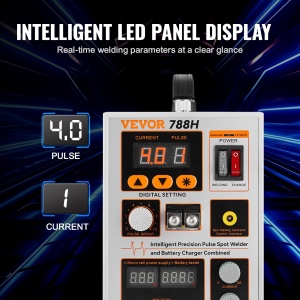 Aparat de sudat cu fir VEVOR, sudor cu puncte cu impulsuri 788H si incarcator de baterii, sudor portabil cu acumulator pentru sarcini grele cu 2 moduri de sudare si iluminare LED pentru nichel pur de 0,15 mm, 18650 14500 Acc - Img 5