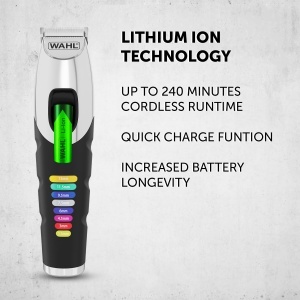 Aparat de tuns barba Wahl Colour Trim piepteni inovatori cu coduri de culori 240 de minute de functionare incarcator USB ideal pentru sala de sport si - Img 3
