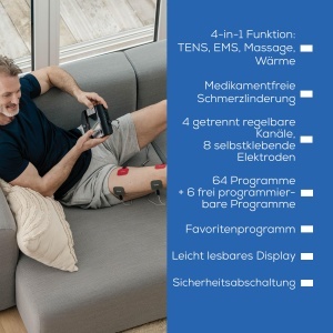 Aparat digital Beurer EM 89 TENSEMS cu functie de incalzire si 4 canale independente - Img 7