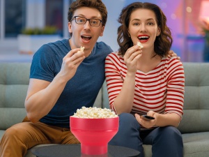 Aparat pentru popcorn Beper C106CAS002, 2.5 litri, silicon BPA-free, rosu - Img 2