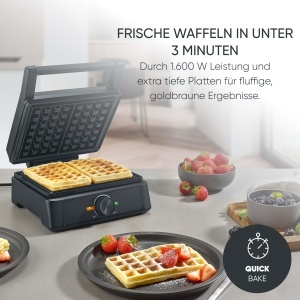 Aparat pentru vafe Severin WA 2130 1600W placi ceramice negruinox - Img 3