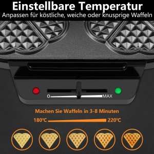 Aparat pentru vafe YASHE SW-2122M 1200W forma inima argintiunegru - Img 4