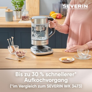 Aparat preparare ceai SEVERIN WK 3422, 1.7L, 3000W, inox si sticla, negru - Img 3