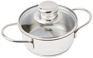Aperitive Fissler / Mini cratita (O 12cm, 0.5 L) Oala din otel inoxidabil, oala de gustare, cu capac de sticla, potrivita pentru inductie