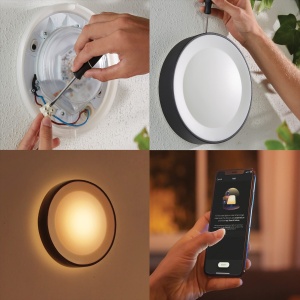 Aplica de exterior Philips Hue Daylo, 950lm, negru, lumina colorata si alba, dimmabila - Img 7