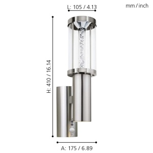 Aplica de perete LED Eglo Trono Stick, senzor de miscare, IP44, argintie - Img 5