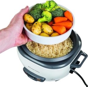 Aragaz de orez Russell Hobbs mic [mediu] 0,8 l incl. insertie pentru abur (functie de mentinere la cald, oala de gatit cu acoperire antiaderenta, lingura de orez si ceasca de masurare, aragaz lent pentru legume si peste etc.) 27030-56 - Img 4