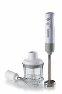 Ariete Breakfast 606 Blender de mana cu tocator, Mini blender de mana cu 2 viteze, lama din otel inoxidabil, suport detasabil, ceasca de masurare transparenta, 700W, alb - Img 1