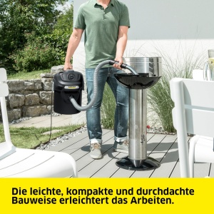 Aspirator de cenusa si aspirator uscat Karcher AD 2 perfect pentru curatarea cosului de fum si curatarea sobelor pe peleti (cu curatare cu filtru, recipient metalic de 14 litri, curatare fara contact cu murdaria), Negru - Img 7