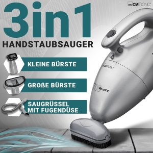 Aspirator de mana Clatronic(r) cu 700 de wati si greutate redusa | Aspirator pentru aspirarea tapiteriei, masinilor, computerelor si multe altele. | Aspirator cu cablu de 6 m si filtru permanent de praf | incl. accesorii | HS 2631 - Img 2