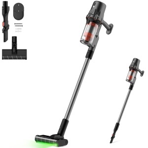 Aspirator fara fir Deerma DEM-T30W 2 in 1 cu detectare a prafului motor de 240 W aspiratie de 23 kPa filtru HEPA perie moale