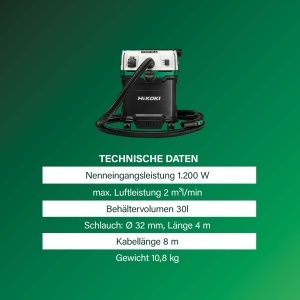 Aspirator HiKOKI RP300YHWAZ, 1200W, 30L, pentru uz industrial - Img 4