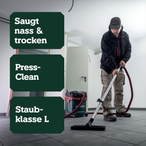 Aspirator Metabo ASA 30 L PC, puternic, cu filtru de curatare, pentru umed si uscat - Img 2