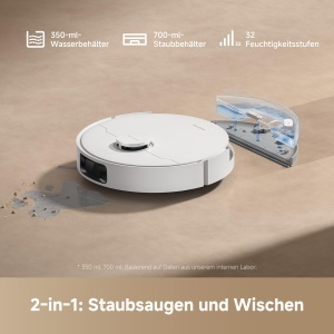 Aspirator robot Dreame D20 13000 Pa 2-in-1 aspirare si spalare autonomie 285 min control prin aplicatie alb - Img 4