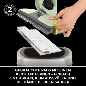 Aspirator si mop 2-in-1 Shark VacMop, fara fir, 4 paduri de unica folosinta, 355 ml solutie, verde lime - Img 6