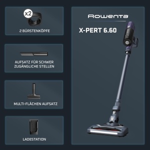Aspirator vertical Rowenta X-PERT 660 RH6838 100 W fara sac LED movnegru - Img 7