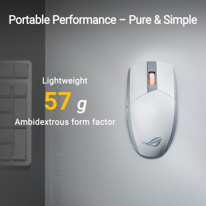 ASUS ROG Strix Impact III Wireless Gaming Mouse Alb (ROG AimPoint Optical Sensor, ROG SpeedNova Wireless, Bluetooth, Durata lunga de viata a bateriei, ROG Omni Receiver: Tastatura si mouse cu Dongle, Alb) - Img 2