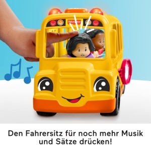 Autobuz scolar jucarie Fisher-Price cu muzica si lumini, 2 figurine - Img 5