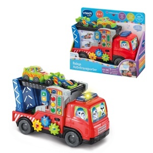 Autotransporter VTech Baby cu 2 masini, interactiv, 3-in-1, pentru 12-36 luni