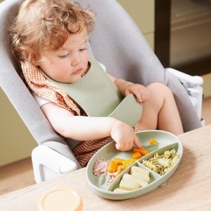 Babymoov Baby Teller Farfurie din silicon cu ventuza 3 compartimente verde - Img 2