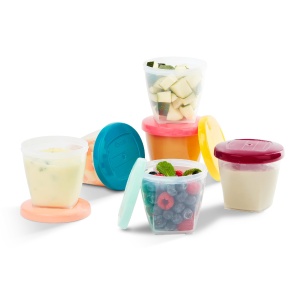 Babymoov Babybols Recipient pentru depozitarea alimentelor pentru bebelusi, capac ermetic cu surub, 6 bucati, 250 ml