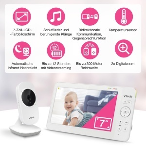 Babyphone video VTech 819 Max, 7 inch, autonomie mare, noapte - Img 2