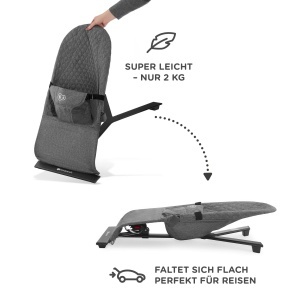 Babywippe Kinderkraft MIMI, pentru copii de la nastere pana la 9 kg, gri, design scandinav - Img 4