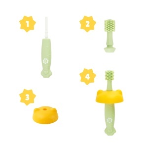 Badabulle Periuta de dinti bebe din silicon cu 3 capete interschimbabile ergonomica si sigura - Img 5