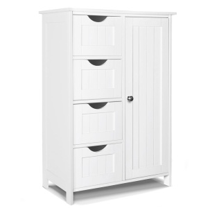Badezimmerschrank VOUNOT cu 4 Sertare, Alb, 30x55x82cm
