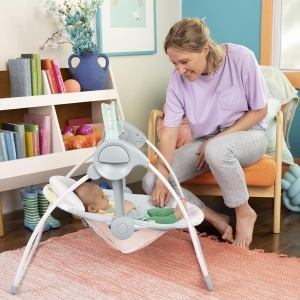 Balansoar automat pentru bebelusi Bright Starts Whimsical Wild, compact, cu 6 melodii si 2 jucarii - Img 9