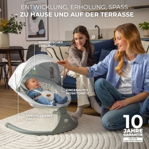 Balansoar electric Kinderkraft LUMI 2, 5 moduri de balansare, 12 melodii, gri - Img 6