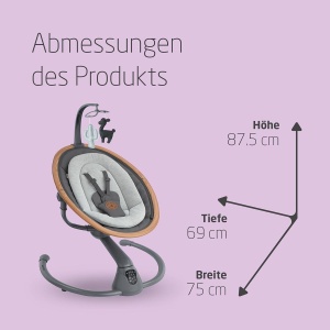 Balansoar electric pentru bebelusi Maxi-Cosi Cassia, 0-6 luni, 9 kg, 12 melodii, Grafit - Img 6
