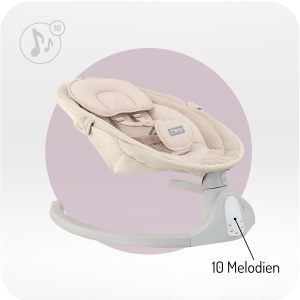 Balansoar electric pentru bebelusi MoMi KENANI SAND, 9 kg, cu Bluetooth, bej - Img 6
