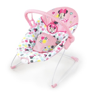 Balansoar pentru bebelusi Bright Starts Minnie Mouse Spotty Dotty, roz, cu vibratii