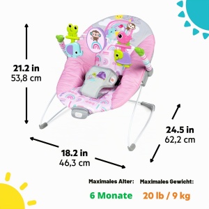 Balansoar pentru bebelusi Bright Starts Pink Paradise, 0-6 luni, vibrare, roz - Img 2