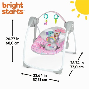 Balansoar pentru bebelusi Bright Starts Pink Paradise, portabil, cu muzica, unisex - Img 6