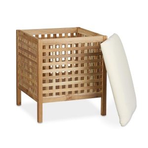 Bancheta cu spatiu de depozitare Relaxdays, 52L, nucAlb - Img 3